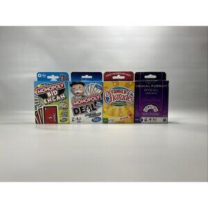 Travel Card Games 4 Pack - Monopoly, Trivial Pursuit, Family Charades *Read*